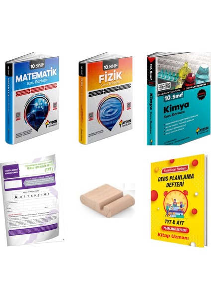 10.sınıf Kimya Fizik Matematik Soru Bankası Yeni Müfredat+Plan Defteri+Telefon Tutucu+Deneme