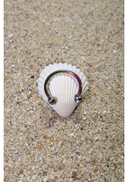 Piercing Cerrahi Çelik Piercing Zirkon Taşlı Kıkırdak Septum Tragus Conch Gökkuşağı Renk Taşlı Toplu