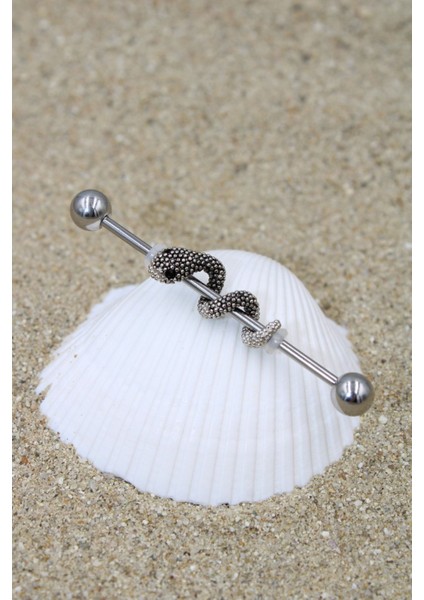 Piercing Köprü Piercing Cerrahi Çelik Silver Renk Tırtıklı Yılan Industrial Köprü