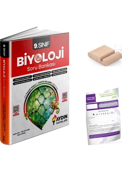 9.sınıf Biyoloji Soru Bankası Yeni Müfredat+Telefon Tutucu+Deneme