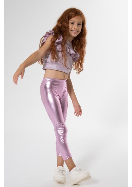 Shiny Pembe Parlak Desensiz Dar Paça Kız Çocuk Tayt – Günlük Kullanım İçin Rahat ve Şık Tasarım indirimleri