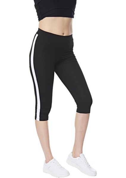 FSM 1453 Kadın Siyah Dizaltı Tayt – Pamuk Elastan Karışımı, Desensiz Dar Paça, Günlük Rahat Kullanım