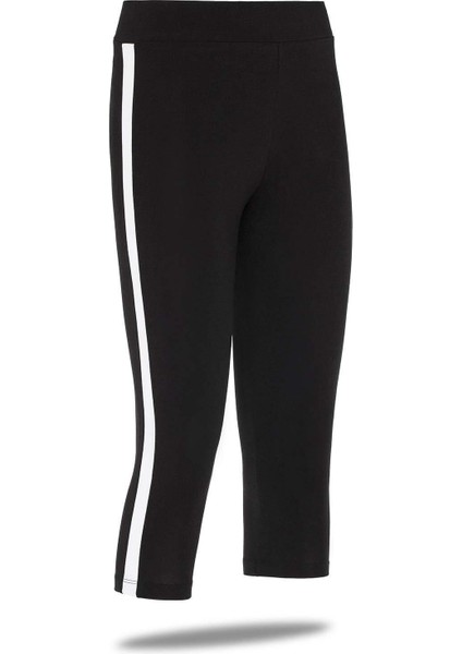 FSM 1453 Kadın Siyah Dizaltı Tayt – Pamuk Elastan Karışımı, Desensiz Dar Paça, Günlük Rahat Kullanım