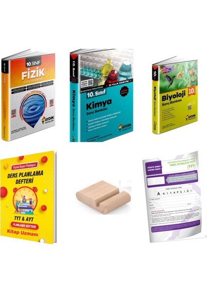 10.sınıf Fizik Kimya Biyoloji Soru Bankası Yeni Müfredat+Plan Defteri+Telefon Tutucu+Deneme