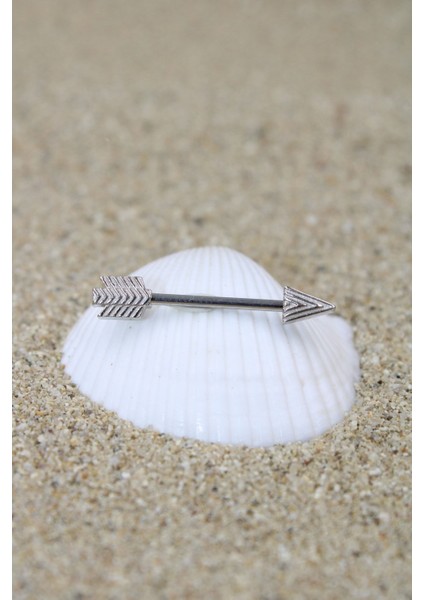 Piercing Nipple Meme Ucu Piercing Cerrahi Çelik Silver Renk Düz Çizgili Ok