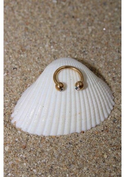 Piercing Cerrahi Çelik Piercing Zirkon Tek Taşlı Halka Kıkırdak Septum Tragus Conch Helix Gold Renk