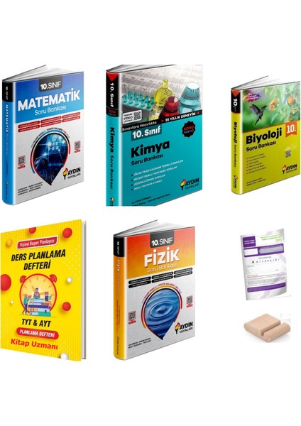 10.sınıf Sayısal Matematik Fizik Kimya Biyoloji Soru Bankası Yeni Müfredat+Plan Deft+Telefon Tutucu+Deneme
