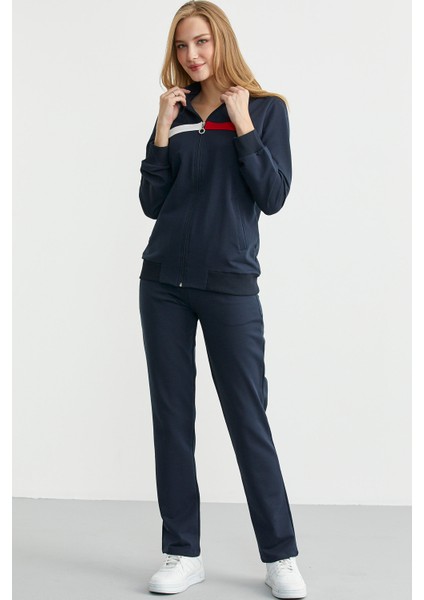 Dik Yaka Fermuarlı Eşofman Takım - Lacivert fiyatları