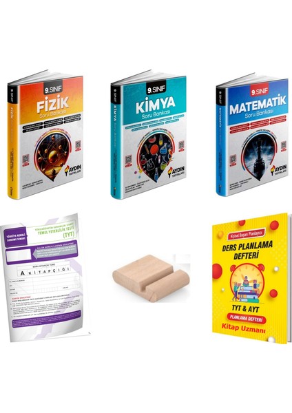 9.sınıf Kimya Fizik Matematik Soru Bankası Yeni Müfredat+Plan Defteri+Telefon Tutucu+Deneme