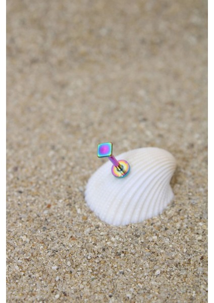 Piercing Cerrahi Çelik Piercing Kıkırdak Tragus Conch Helix Gökkuşağı Renk 3 mm Kare Labret