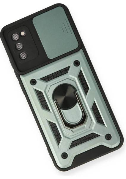 Samsung Galaxy A03S Kılıf Pars Lens Yüzüklü Silikon - Yeşil modelleri