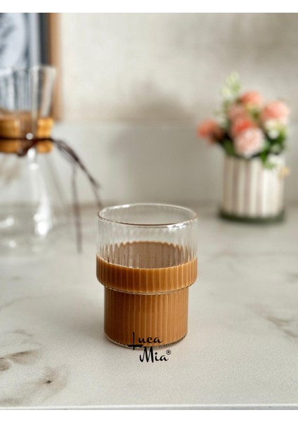 Origami Çizgili Cam Bardak Küçük Boy