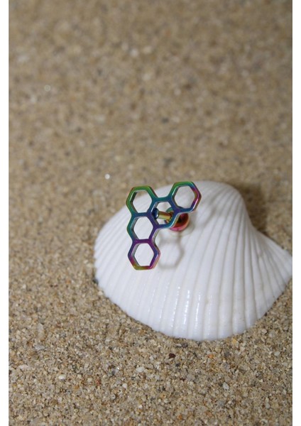 Piercing Cerrahi Çelik Kıkırdak Tragus Conch Helix Gökkuşağı Renk Bal Peteği