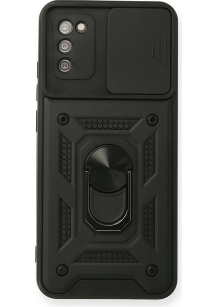 Samsung Galaxy A03S Kılıf Pars Lens Yüzüklü Silikon - Siyah