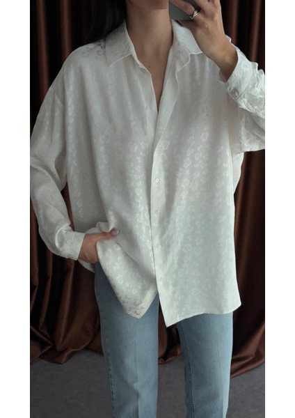 Saten Leopar Beyaz Gömlek fiyatları