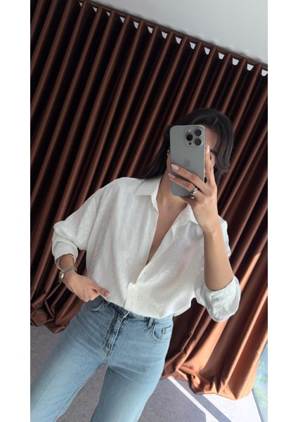 Saten Leopar Beyaz Gömlek indirimleri