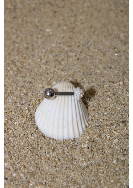 Piercing Cerrahi Çelik Piercing Inci Taşlı Şambala Kıkırdak Tragus Conch Helix Silver Renk