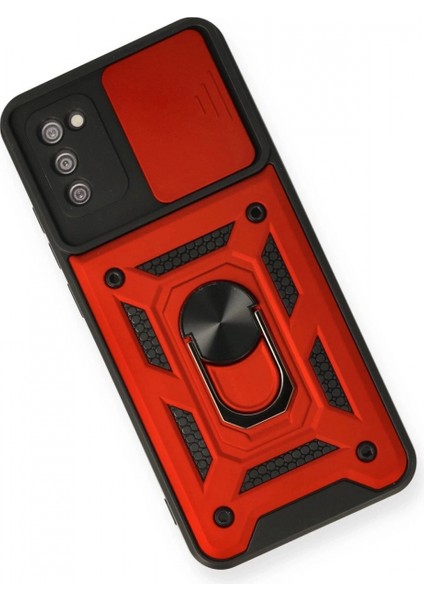 Samsung Galaxy A03S Kılıf Pars Lens Yüzüklü Silikon - Kırmızı modelleri