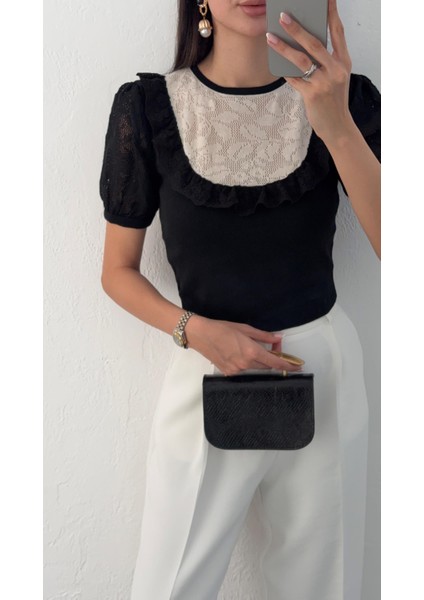Dantelli Siyah Bluz modelleri