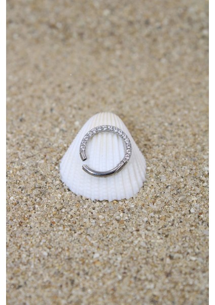 Piercing Cerrahi Çelik Piercing Zirkon Taşlı Klipsli Kıkırdak Septum Tragus Conch Helix Silver Renk fiyatları