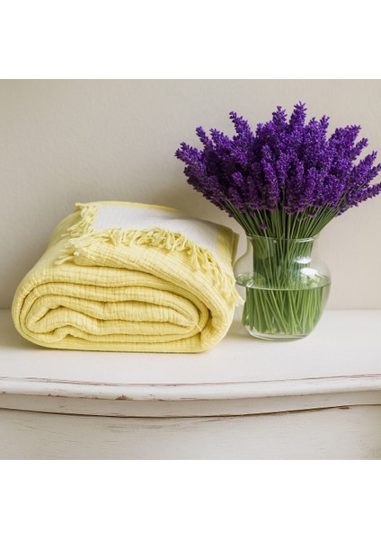 Müslin Tek Kişilik 4 Katlı %100 Pamuk Limon Sarısı Renk Yatak Örtüsü 160X230 Cm. indirimleri