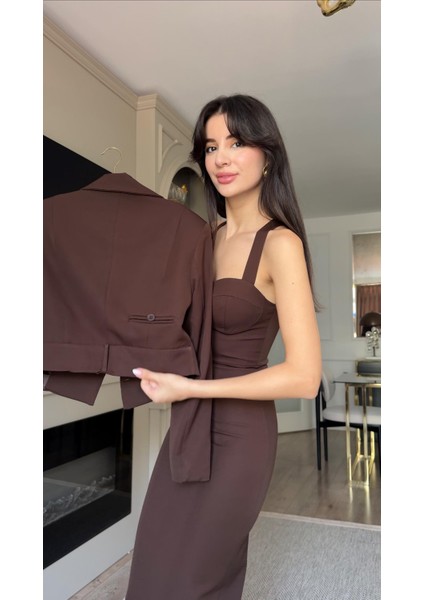 Kahverengi Ceket-Elbise Takım fırsatları