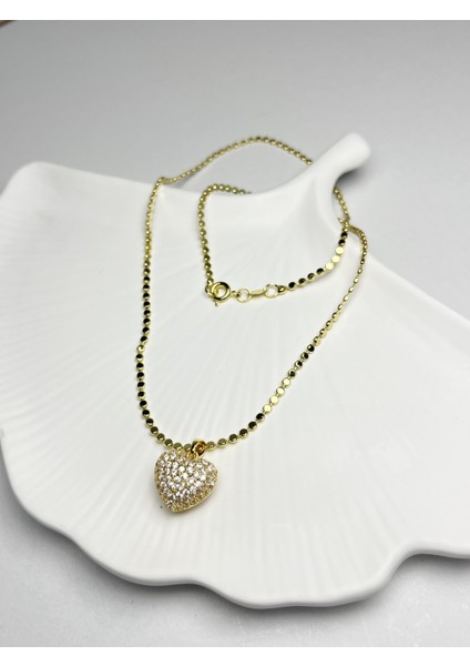 Zirkon Taşlı Altın Kaplama Kalp Figürlü Kolye fiyatları