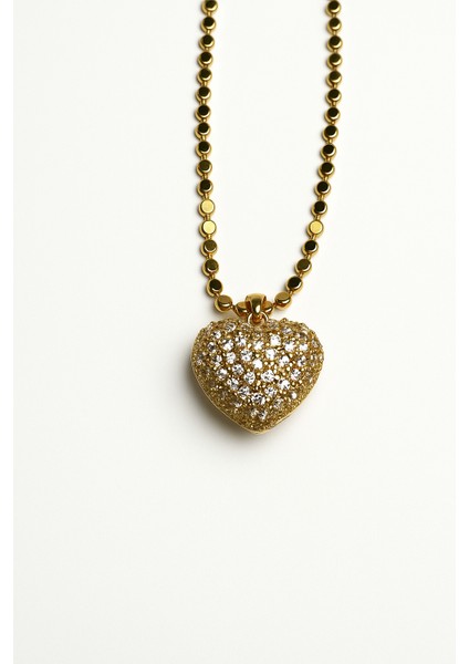 Zirkon Taşlı Altın Kaplama Kalp Figürlü Kolye modelleri