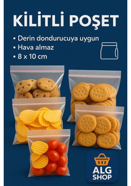 100’LÜ Buzdolabı Kilitli Torba Poşet Dondurucu Ikramlık Çerez Davet Kına Hediyelik Poşeti 8X10 cm fiyatları