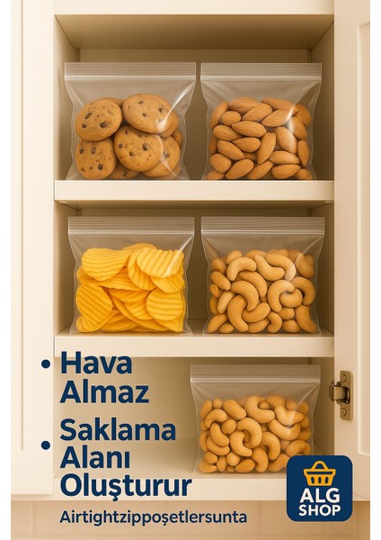 100’LÜ Buzdolabı Kilitli Torba Poşet Dondurucu Ikramlık Çerez Davet Kına Hediyelik Poşeti 8X10 cm indirimleri