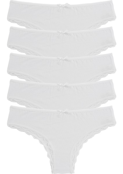 Beyaz Kadın Külot 5'li Paket Brazillian