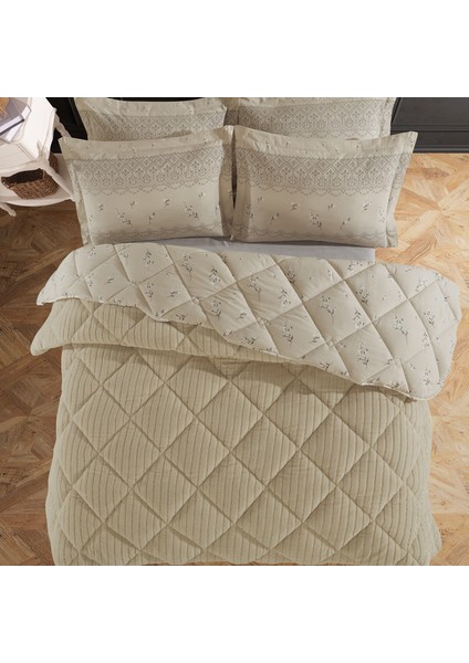 Striped Jakarlı Wellsoft Çift Kişilik Uyku Seti Lastikli Çarşaflı 4 Parça fırsatları