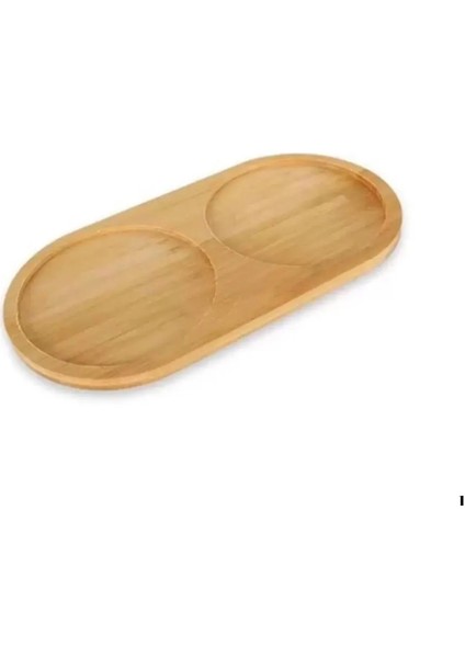 Bambu Yağdanlık Standı Doğal Ahşap 2 Bölmeli Yağdanlık Altı