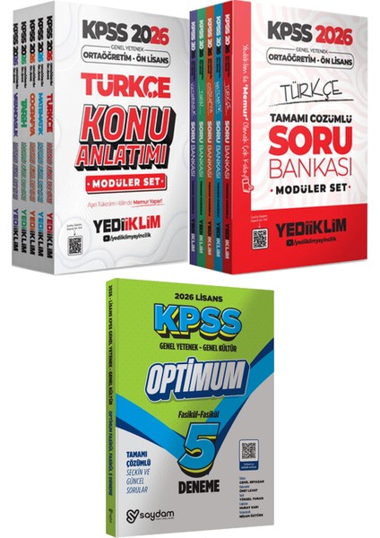 Kpss 2026 Ortaöğretim Ön Lisans Konu Soru Modüler Set - Lisans Optimum 5 Deneme