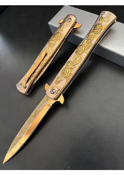 Kamp Çakısı Gül Desenli Gold Çakı Kemer Klipsli fiyatları