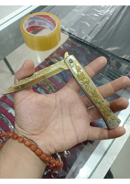 Kamp Çakısı Gül Desenli Gold Çakı Kemer Klipsli modelleri