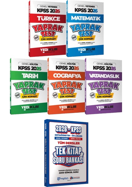 Türkçe Matematik Tarih Coğrafya Vat. Yaprak Test Çek Kopart - Ortaöğretim Ön Lisans Tek Kitap Soru
