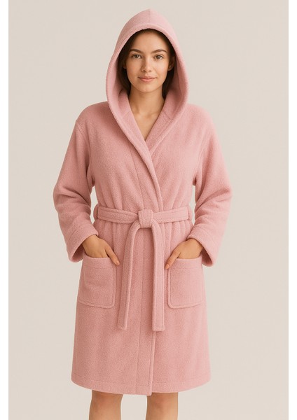 Model Home Pamuklu Büyük Beden Kapşonlu Pembe Renkli Bornoz 4xl-5xl-6xl-7xl fiyatları