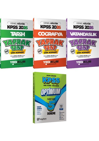Kpss 2026 Tarih Coğrafya Vatandaşlık Yaprak Test Çek Kopart - Lisans Optimum 5 Deneme