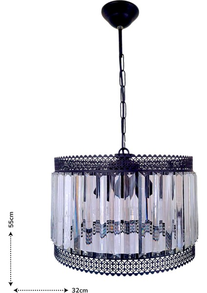 Luna 3’lü Avize – Siyah Metal, Tabut Kristal Taşlı Modern Avize | 3 Başlıklı E27 Uyumlu, Yerli Üretim modelleri