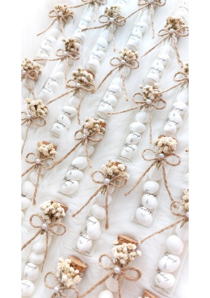 25 Adet Cam Tüpte Draje Şeker Hediyelik – Söz, Nişan, Nikah, Kına ve Özel Günler Için Özel Tasarım