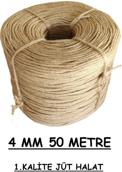 4 mm 50 Metre Jüt Halat Hasır Dekor Süsleme Jüt Ip