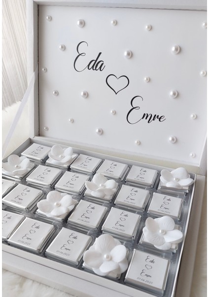 Incili Tasarım Söz Nişan Kız Isteme Çikolatası 72 Adet Madlen Çikolata