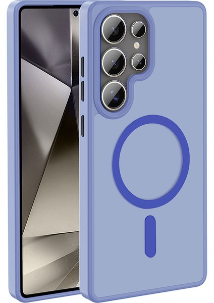 Galaxy S25 Ultra Kılıf M-Safe Şarj Özellikli Mat Arka Yüzey Iksp Sio Kapak - Lila