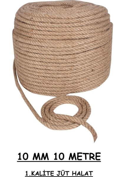 10 mm 10 Metre Jüt Halat Hasır Dekor Süsleme Jüt Ip