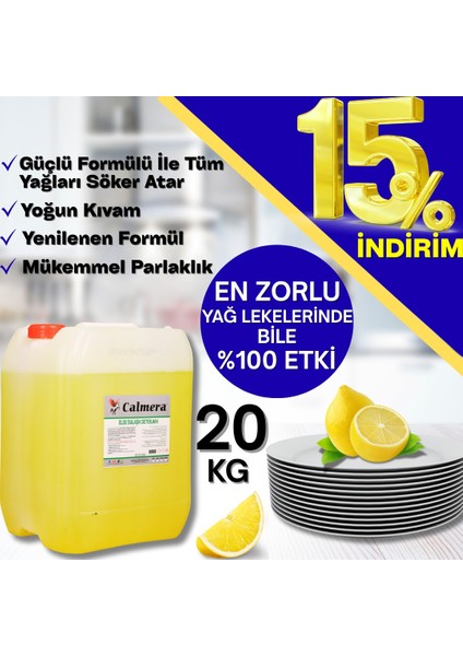 Bulaşık Deterjanı 20KG (Limon) Extra Güçlü Formülü ile Pırıl Pırıl Sonuçlar fiyatları