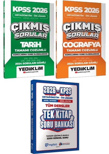 Kpss 2026 Ortaöğretim Ön Lisans Tarih Coğrafya Çıkmış - Ortaöğretim Ön Lisans Tek Kitap Soru