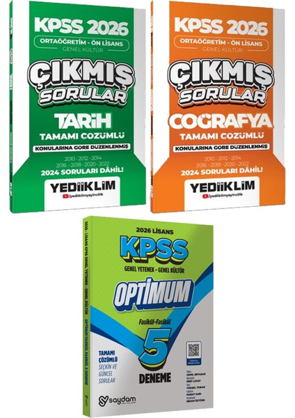 Kpss 2026 Ortaöğretim Ön Lisans Tarih Coğrafya Çıkmış - Lisans Optimum 5 Deneme