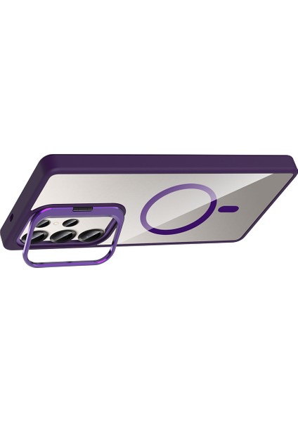 Galaxy S25 Ultra Kılıf Standlı ve Kamera Lens Hediyeli M-Safe Şarj Özellikli Iksp Etro Kapak - Deser fırsatları