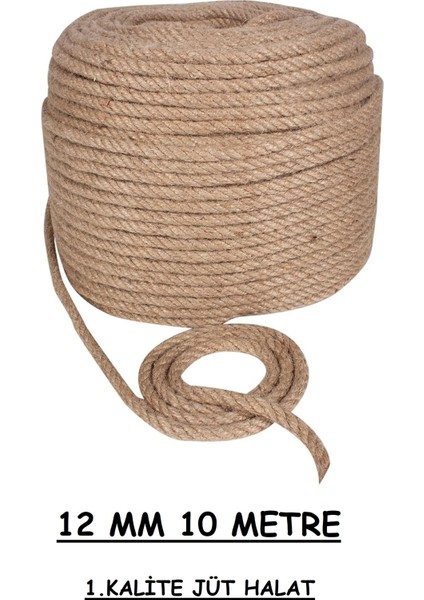 12 mm 10 Metre Jüt Halat Hasır Dekor Süsleme Jüt Ip